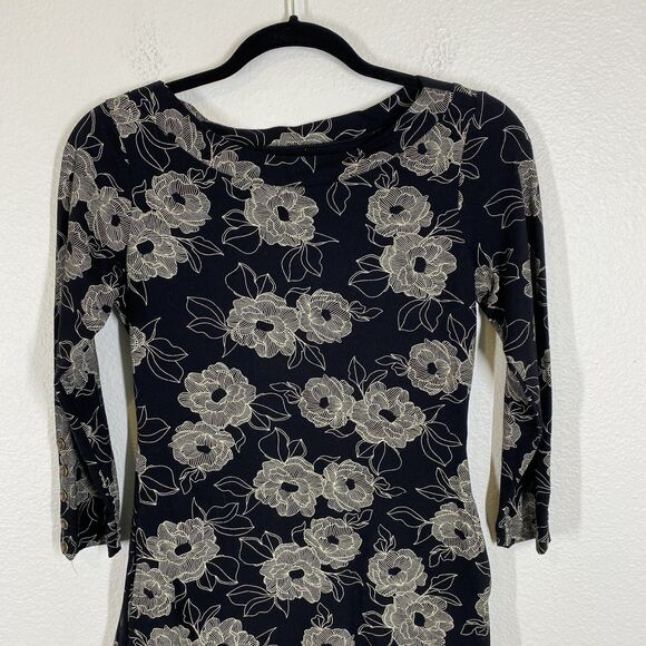 Effie's Heart Mini Dress Womens Small Black Floral Long Sleeve Pockets Fit Flare - Picture 2 of 10